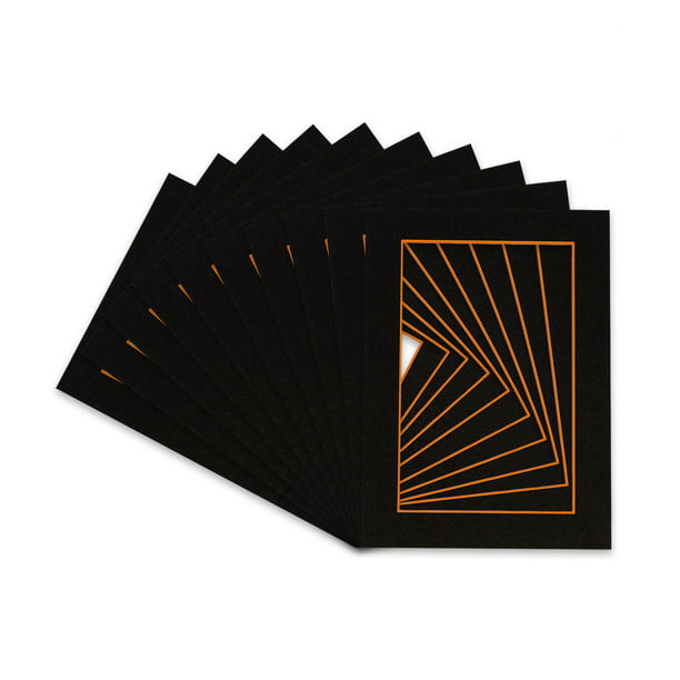 Pack of 10 8x10 Orange and Black Double Picture Mats Cut for 5x7 Pictures 